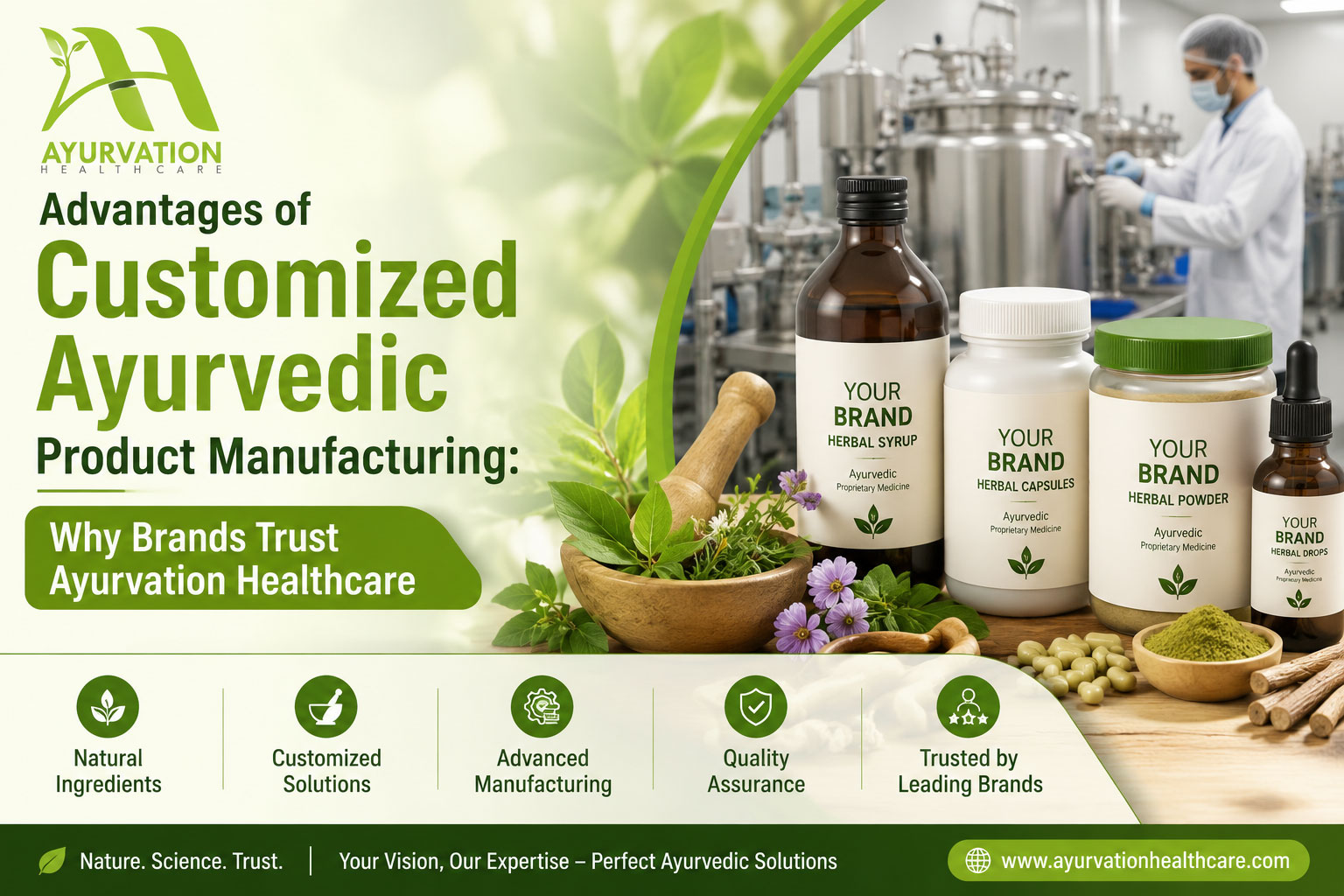 Read more about the article Advantages of Customized Ayurvedic Product Manufacturing: Why Brands Trust Ayurvation Healthcare